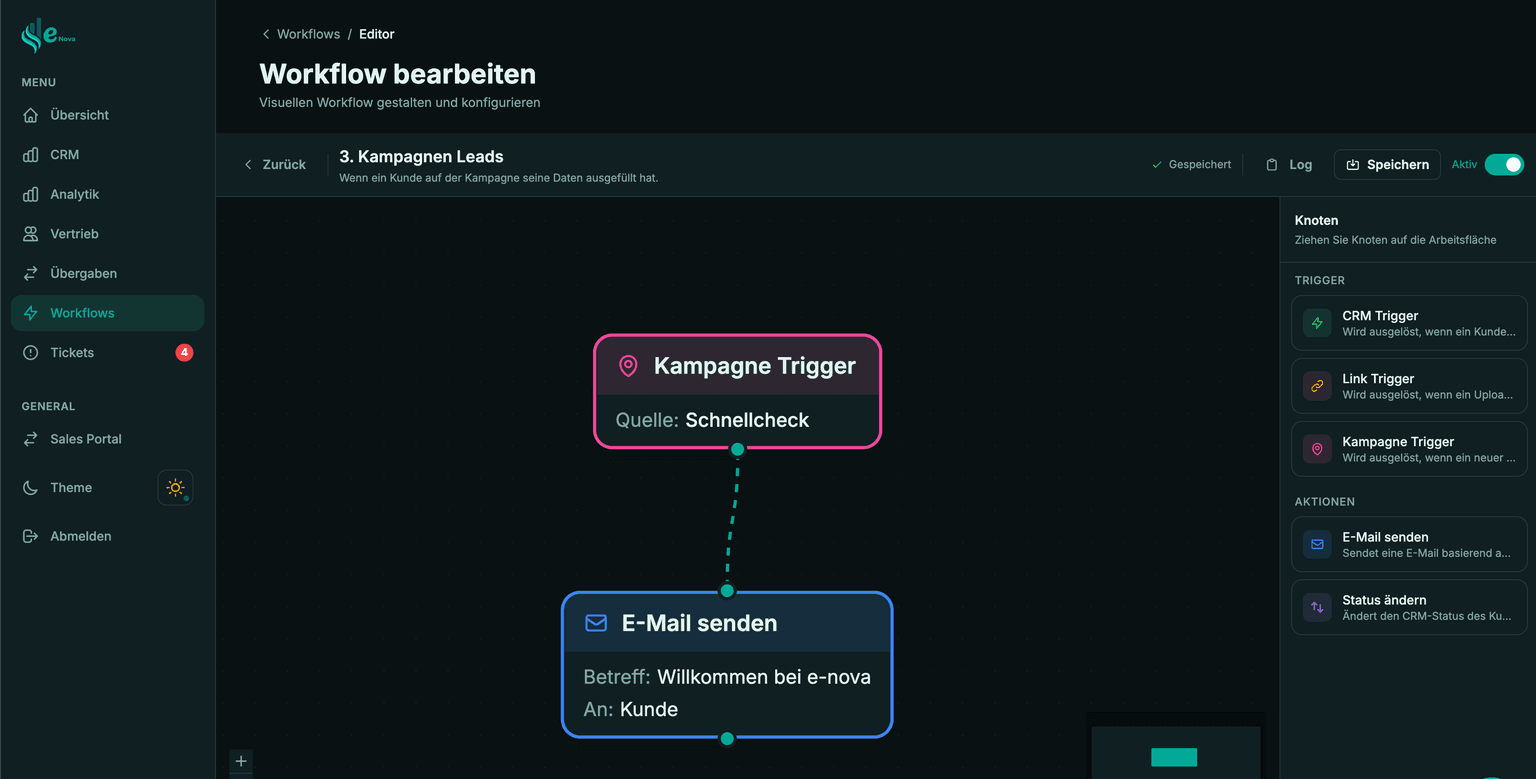 E-Nova Visueller Workflow-Builder